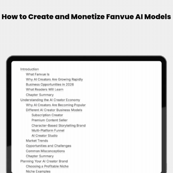 How to create and monetize Fanvue AI models - 2026 ebook cover